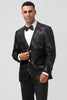 Load image into Gallery viewer, Black Notched Lapel Jacquard Single Breasted Prom Blazer