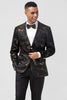 Load image into Gallery viewer, Black Notched Lapel Jacquard Single Breasted Prom Blazer