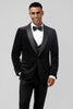 Load image into Gallery viewer, Black Shawl Lapel One Button 3 Piece Prom Suits