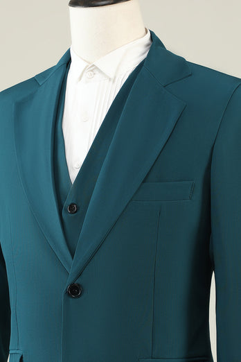 Dark Green Notched Lapel 3 Piece Men's Prom Suits