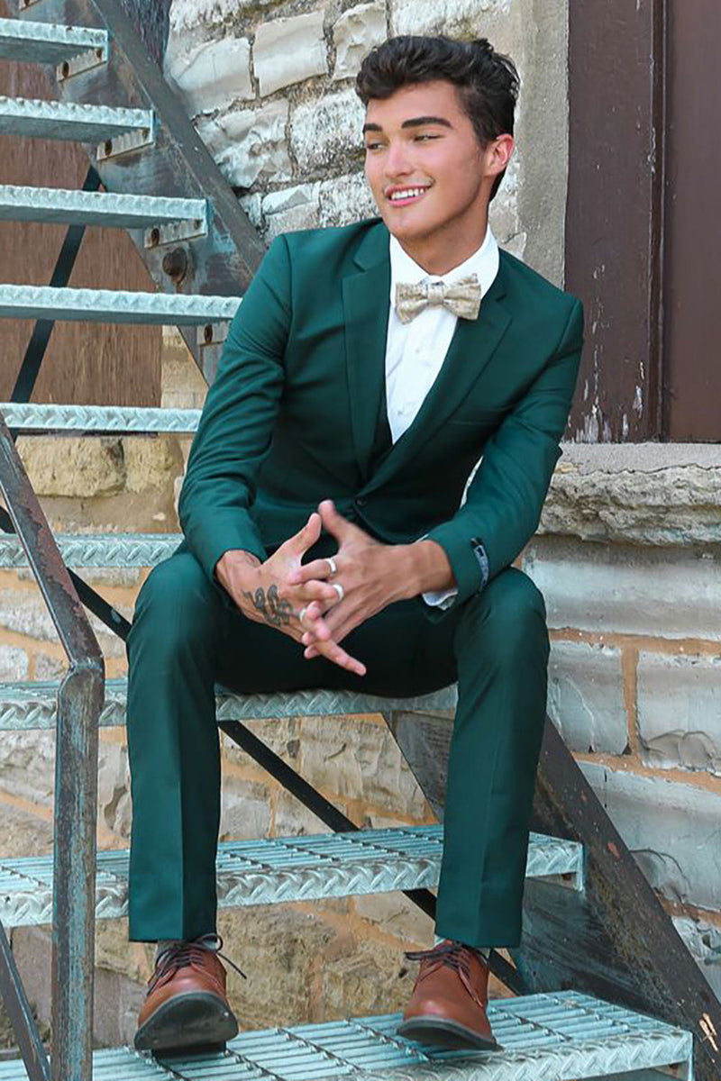 Load image into Gallery viewer, Dark Green Notched Lapel 3 Piece Men&#39;s Prom Suits