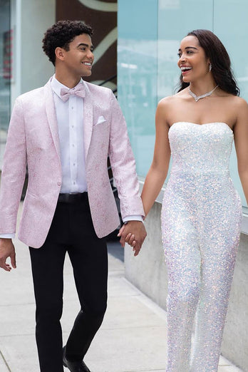 Light Pink Shawl Lapel 2 Piece Men's Prom Suits