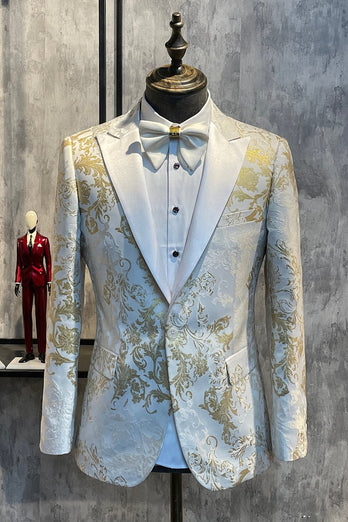 Champagne Peak Lapel Sequins Men's Prom Blazer