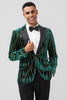 Load image into Gallery viewer, Peak Lapel Dark Green Jacquard One Button Prom Blazer