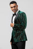 Load image into Gallery viewer, Peak Lapel Dark Green Jacquard One Button Prom Blazer