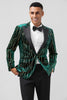 Load image into Gallery viewer, Peak Lapel Dark Green Jacquard One Button Prom Blazer