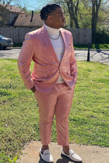 Peak Lapel One Button 2 Piece Light Pink Men's Prom Suits