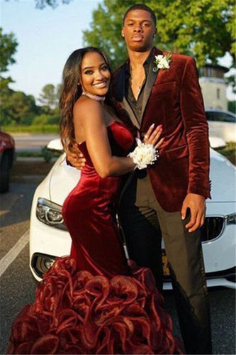 Burgundy Shawl Lapel 2 Piece Tuxedo with One Button