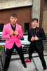 Load image into Gallery viewer, Pink Shawl Lapel Jacquard One Button 2 Piece Prom Suits