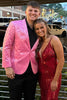 Load image into Gallery viewer, Pink Shawl Lapel Jacquard One Button 2 Piece Prom Suits