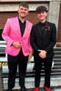 Load image into Gallery viewer, Pink Shawl Lapel Jacquard One Button 2 Piece Prom Suits