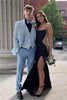 Load image into Gallery viewer, Light Blue Shawl Lapel Jacquard 3 Piece Prom Suits