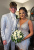 Load image into Gallery viewer, Notched Lapel White Jacquard One Button 2 Piece Prom Suits