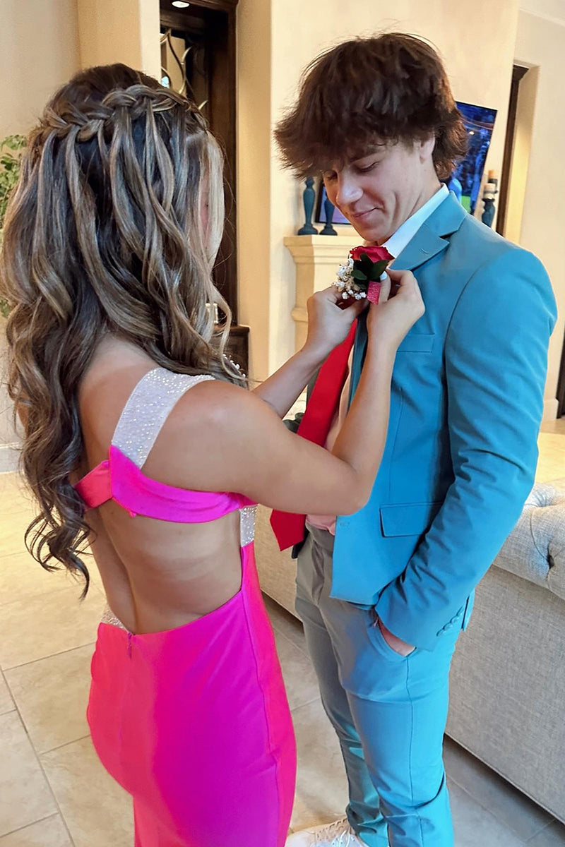 Load image into Gallery viewer, Notched Lapel Light Blue Single Breasted 2 Piece Prom Suits