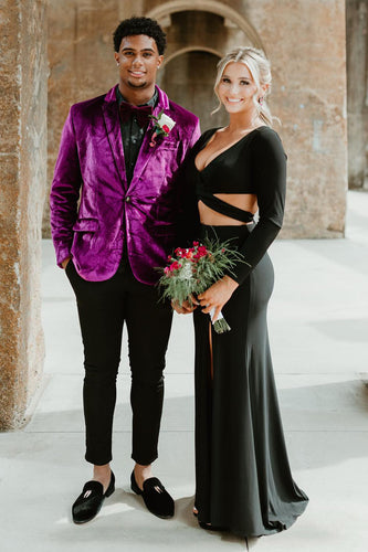 Purple Notched Lapel One Button 2 Piece Prom Suits