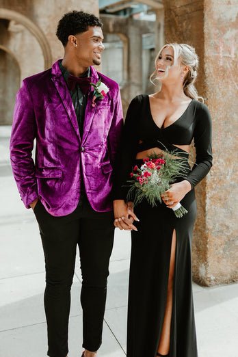 Purple Notched Lapel One Button 2 Piece Prom Suits