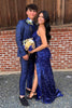 Load image into Gallery viewer, Royal Blue Peak Lapel Jacquard One Button 2 Piece Prom Suits