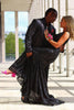 Load image into Gallery viewer, Sparkly Black Shawl Lapel One Button 2 Piece Prom Suits