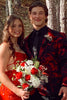 Load image into Gallery viewer, Burgundy Shawl Lapel Floral One Button 2 Piece Prom Suits