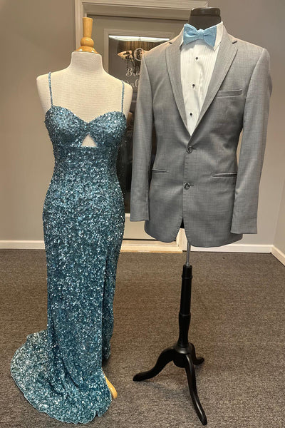 Grey Notched Lapel Single Breasted Prom Blazer