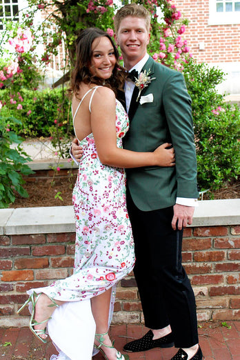 Dark Green Notched Lapel One Button 2 Piece Prom Suits