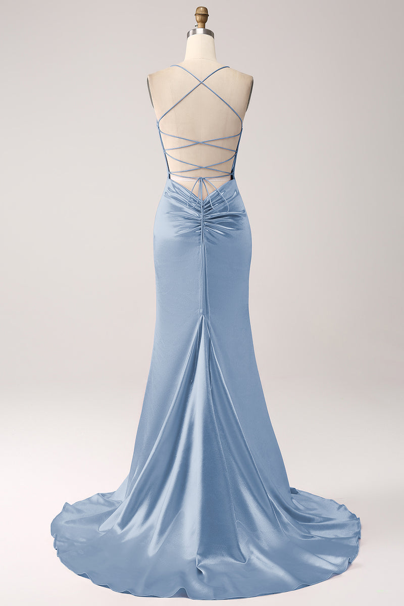 Load image into Gallery viewer, Blush Mermaid Spaghetti Straps Long Prom Dress