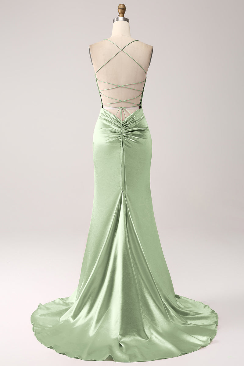 Load image into Gallery viewer, Blush Mermaid Spaghetti Straps Long Prom Dress