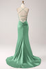 Load image into Gallery viewer, Eucalyptus Mermaid Spaghetti Straps Long Prom Dress