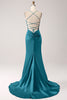 Load image into Gallery viewer, Eucalyptus Mermaid Spaghetti Straps Long Prom Dress