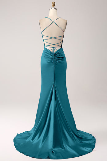 Eucalyptus Mermaid Spaghetti Straps Long Prom Dress