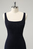 Load image into Gallery viewer, Dark Blue Square Neck Bodycon Mini Homecoming Dress with Slit