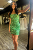 Sparkly Green Tight Sequins Short Homecoming Dress