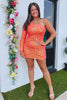 Load image into Gallery viewer, Sequins Orange One Shoulder Tight Short Homecoming Dress