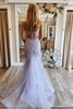 Load image into Gallery viewer, Lilac Mermaid Spaghetti Straps V Neck Corset Prom Dress with Appliques