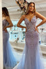 Load image into Gallery viewer, Mermaid Spaghetti Straps Lilac Corset Prom Dress with Beading