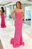 Load image into Gallery viewer, Mermaid Sweetheart Fuchsia Long Prom Dress with Sequins