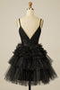 Load image into Gallery viewer, A Line Pink Spaghetti Straps Tiered Short Homecoming Dress with Ruffles