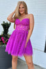 Load image into Gallery viewer, Fuchsia A-Line Sweetheart Short Corset Homecoming Dress With Appliques