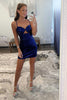 Load image into Gallery viewer, Sparkly Navy Spaghetti Straps Tight Homecoming Dress with Sequins