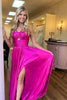 Load image into Gallery viewer, Sparkly Golden A Line Backless Long Prom Dress With Slit