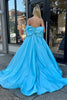 Load image into Gallery viewer, A Line Blue Beaded Long Prom Dress With Bowknot