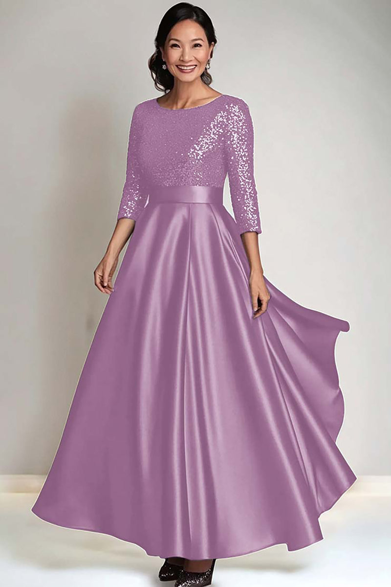 Load image into Gallery viewer, Sparkly Martini Scoop Satin Mother of the Bride Dress with Sequins