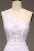 Load image into Gallery viewer, A Line White Long Corset Appliqued Prom Dress With Slit