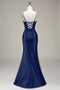 Load image into Gallery viewer, Purple Satin Spaghetti Straps Long Prom Dress with Slit