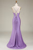 Load image into Gallery viewer, Satin Spaghetti Straps Lilac Prom Dress with Corset