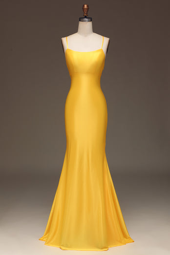 Bright Yellow Mermaid Long Prom Dress