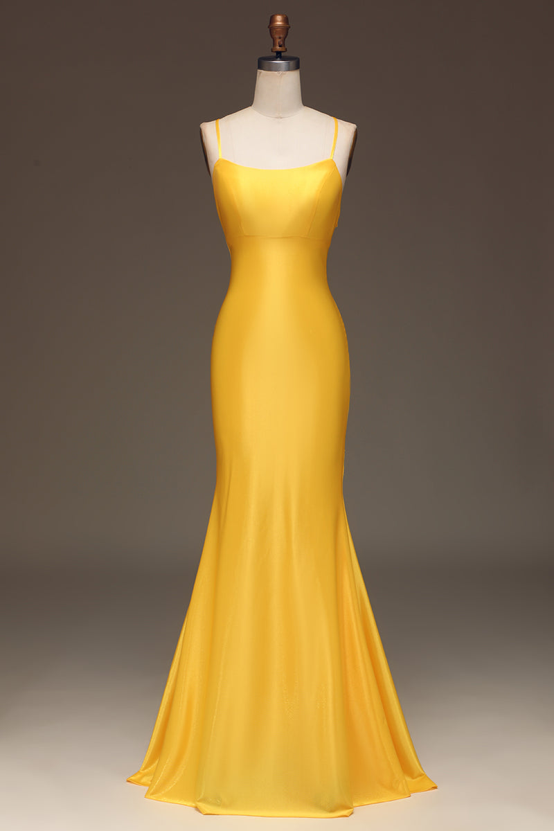Load image into Gallery viewer, Bright Yellow Mermaid Long Prom Dress