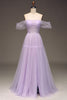 Load image into Gallery viewer, Lilac A Line Long Corset Prom Dress