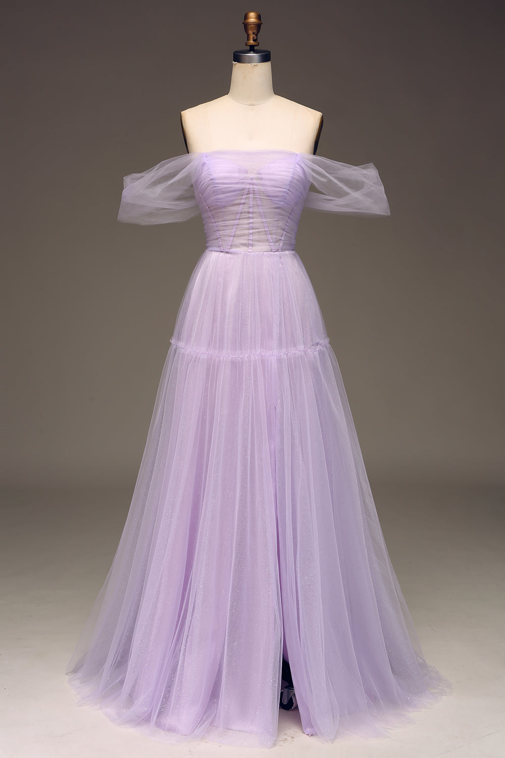 Lilac A Line Long Corset Prom Dress