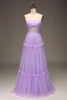 Load image into Gallery viewer, Sparkly Purple A Line Long Corset Sequined Prom Dress